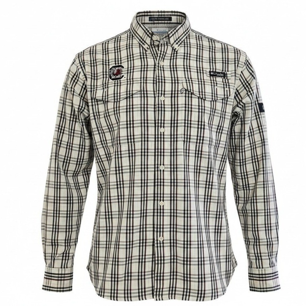 Columbia Super Bonehead Shirt Mens XL South Carolina Gamecocks Plaid Fishing